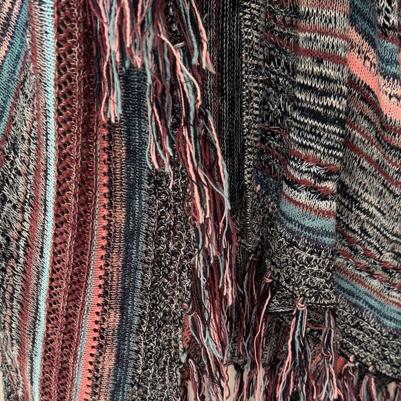 Haute Monde Multicolor Striped Fringe Cardigan Size M - Picture 4 of 16